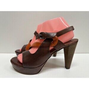 Alberto Fermani women size EUR39/US 8.5 brown leather strappy buckle heel sandal